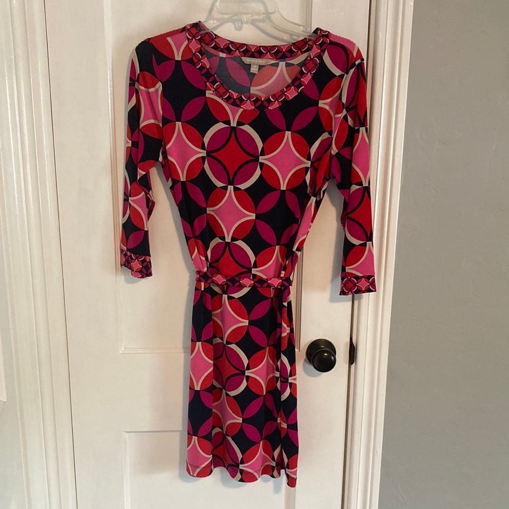 Banana Republic Red and Pink Ruched Sheath Dress